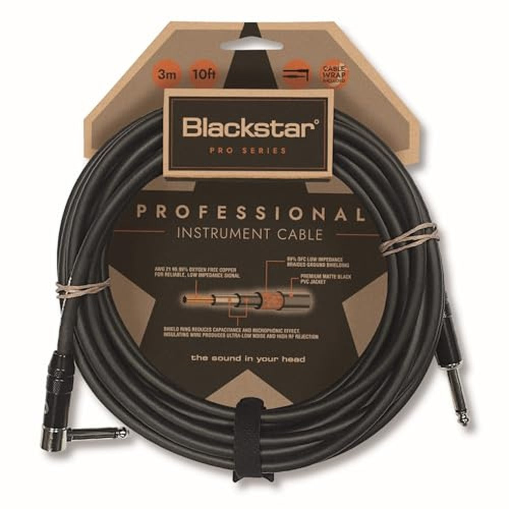 Blackstar 3 Meters Professional Instrument Cable Straight ¼” Jack to Angled ¼” Jack