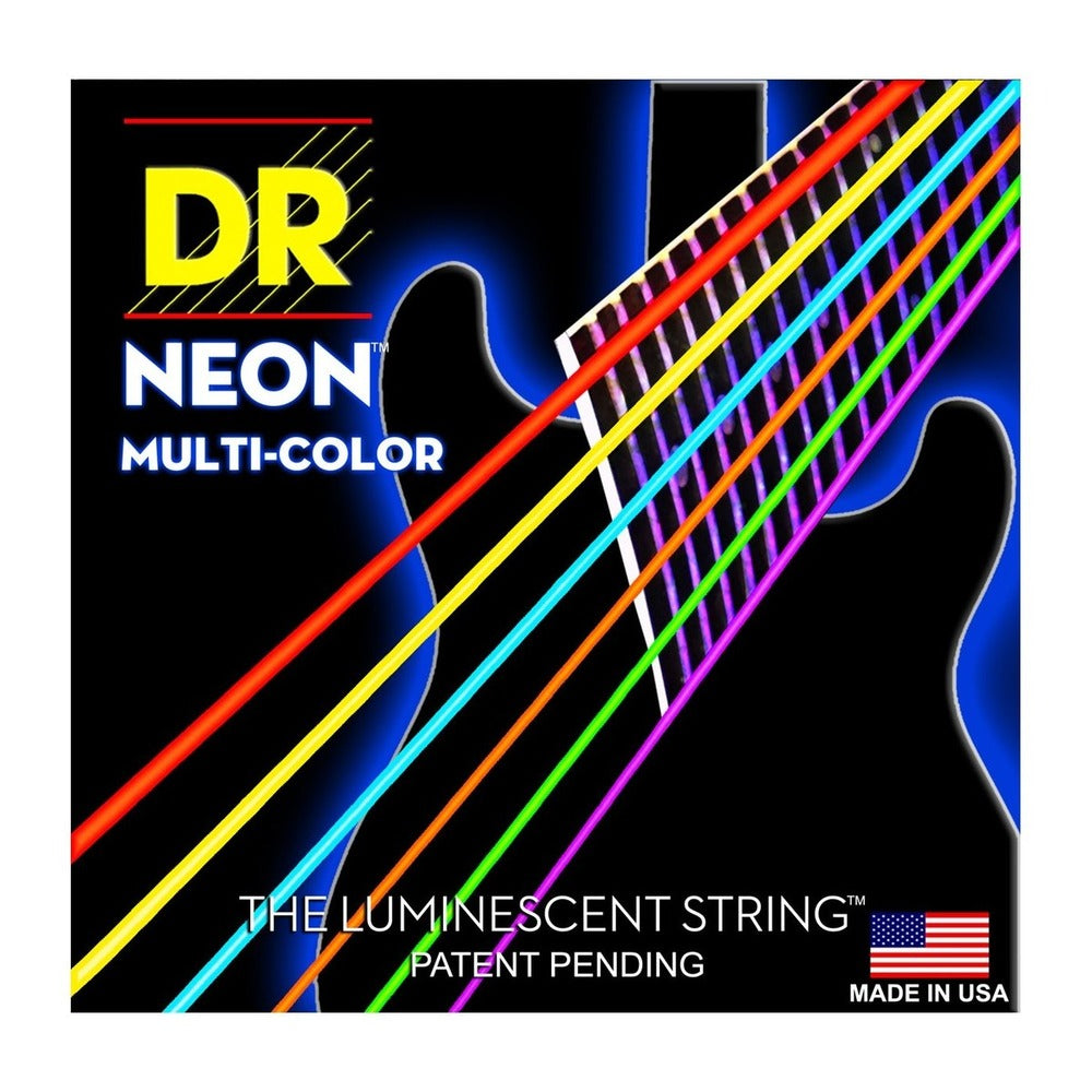 DR Strings Hi-Def Neon Multi-Color K3 Coated Electric Guitar Strings 010 - 046 Medium Gauge