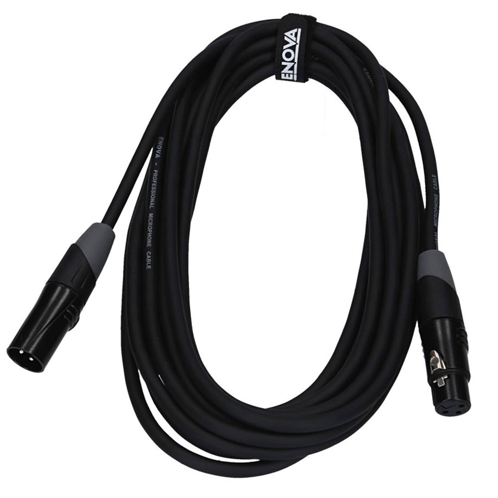 Enova 10 Meters XLR Female to XLR Male Microphone Cable 3-Pin Analogue & AES with Velcro