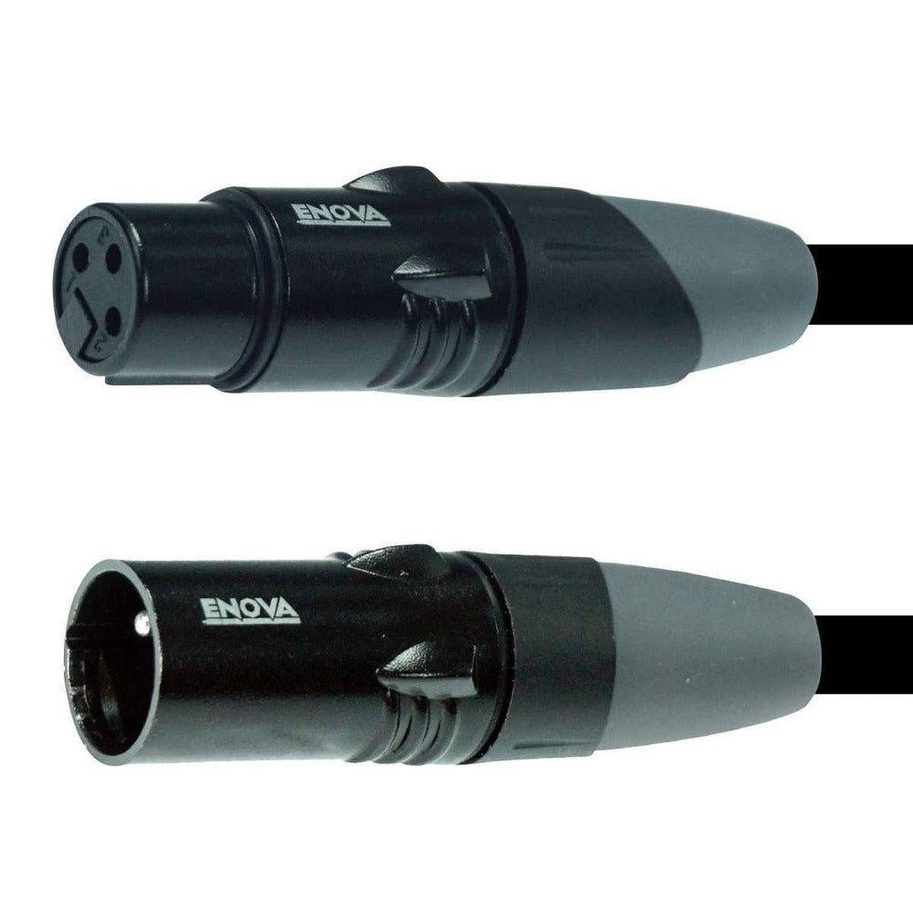 Enova 20 Meters XLR Male to 1/4" Plug 3-Pole Microphone Cable 3-Pin Analogue & AES with Velcro