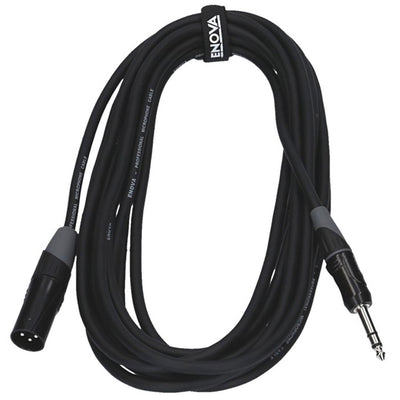 Enova 7 Meters XLR Male to 1/4" Plug 2-Pole Microphone Cable Analogue & AES with Velcro