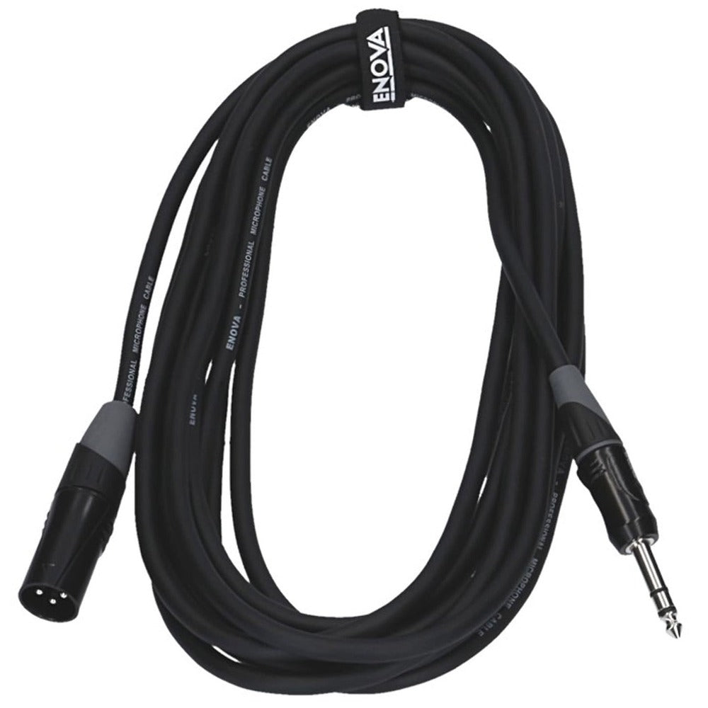 Enova 10 Meters XLR Male to 1/4" Plug 2-Pole Microphone Cable Analogue & AES with Velcro