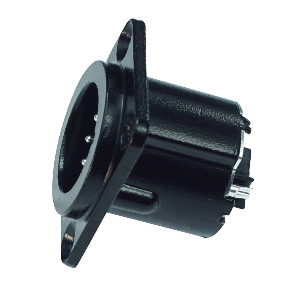 Enova XLR Chassis Connector Male 3-Pin Black Metal Housing Solder Cups
