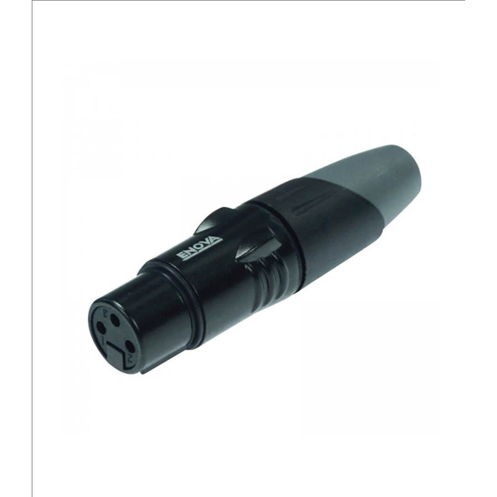 Enova XLR Cable Connector Male 3-Pin Black Housing and Grey Boot Solder Cups