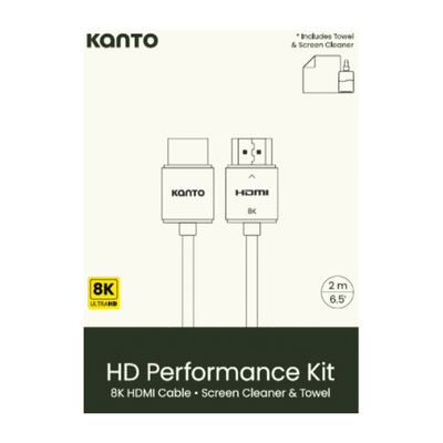 Kanto Audio HT6 HD Performance Kit - Screen Cleaner, Microfibre Towel, 8K HDMI Cable, 2 m/6.5'