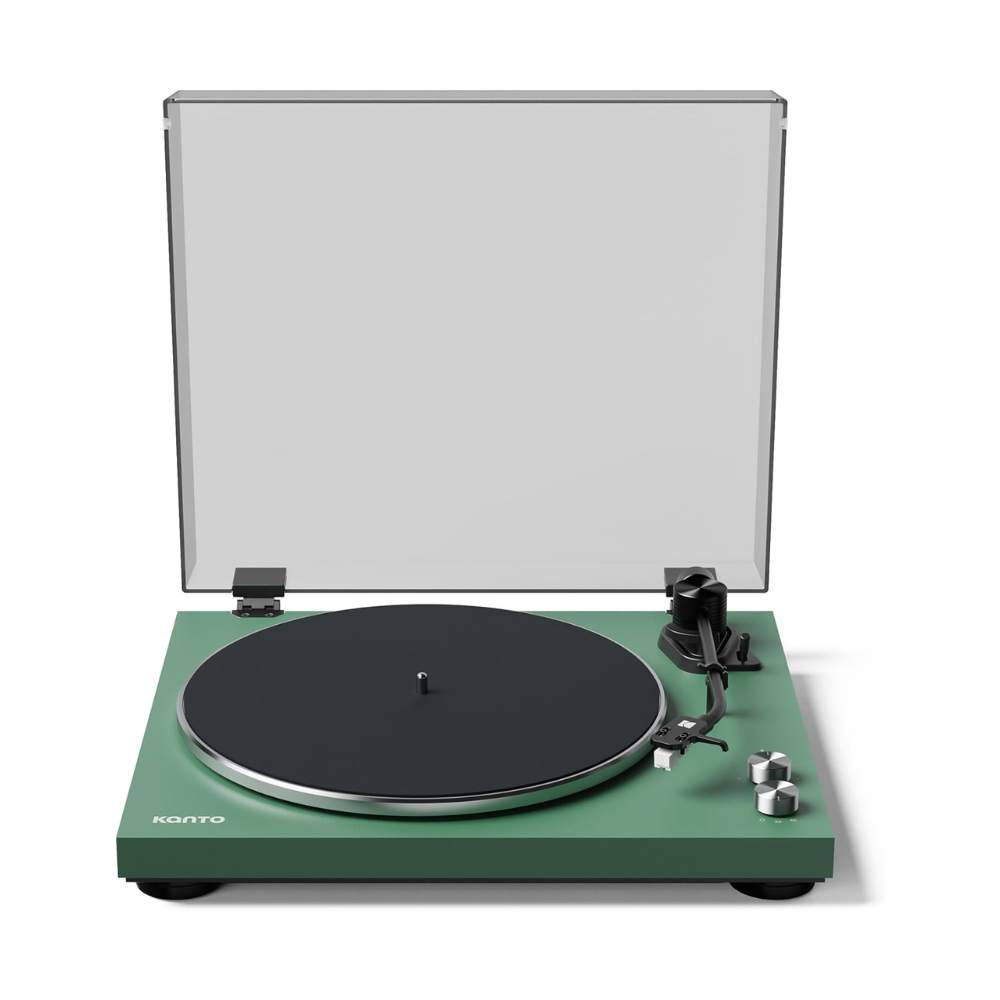 Kanto Audio OBI3 Turntable with Bluetooth 5.3, Preamp, and Pitch Control, Matte Green
