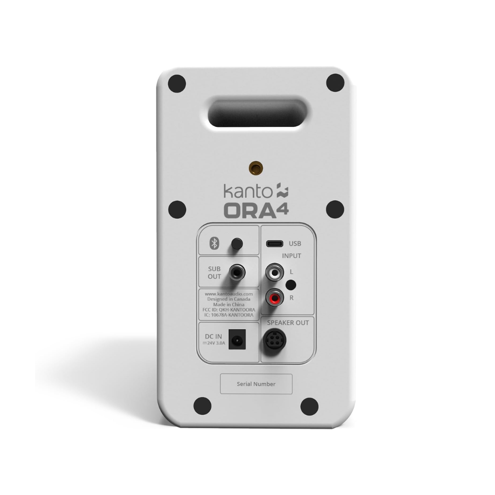 Kanto Audio ORA4 140W Powered Reference Speakers with Bluetooth 5.0 and USB-C Input, Type G Power Cord, Matte White (Sold in Pairs)