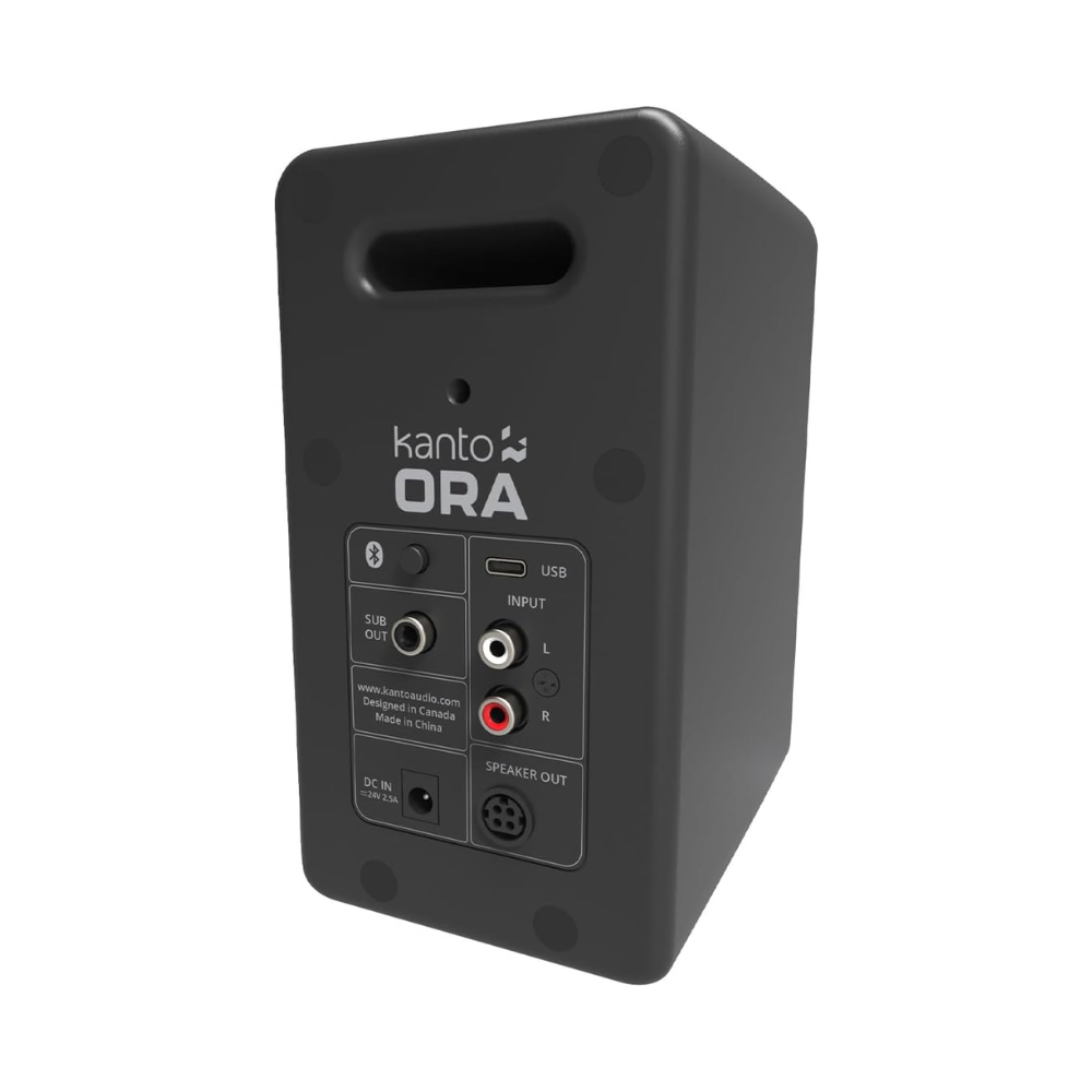 Kanto Audio ORAMB 100W Powered Reference Desktop Speakers with BT 5.0 and USB-C Input, Type G Power Cord, Matte Black (Sold in Pairs)