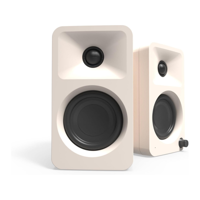 Kanto Audio ORAMB 100W Powered Reference Desktop Computer Speakers with BT 5.0 and USB-C Input, Type G Power Cord, Cream (Sold in Pairs)