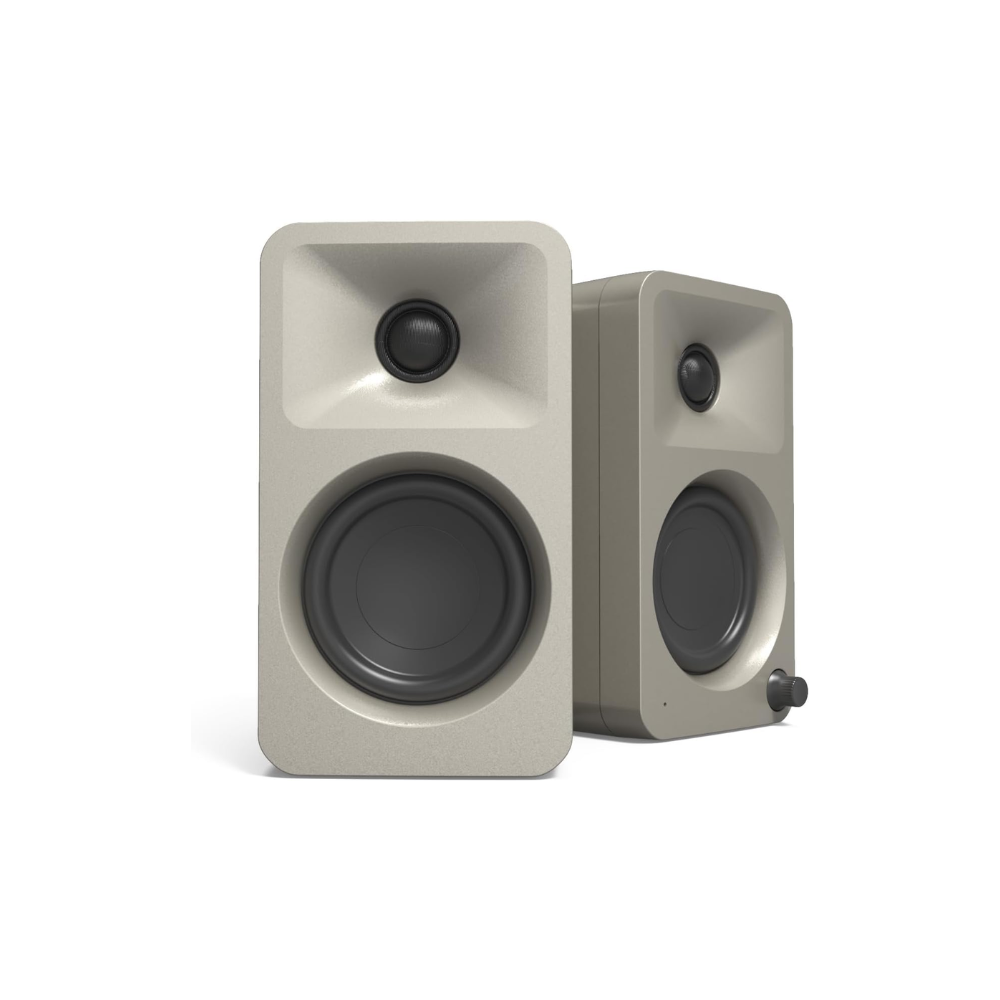 Kanto Audio ORAMB 100W Powered Reference Desktop Computer Speakers with BT 5.0 and USB-C Input, Type G Power Cord, Moon (Sold in Pairs)