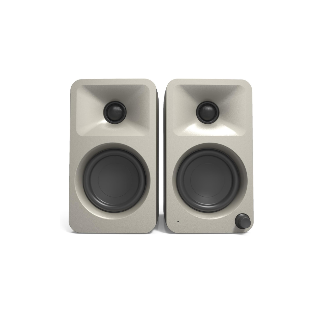 Kanto Audio ORAMB 100W Powered Reference Desktop Computer Speakers with BT 5.0 and USB-C Input, Type G Power Cord, Moon (Sold in Pairs)