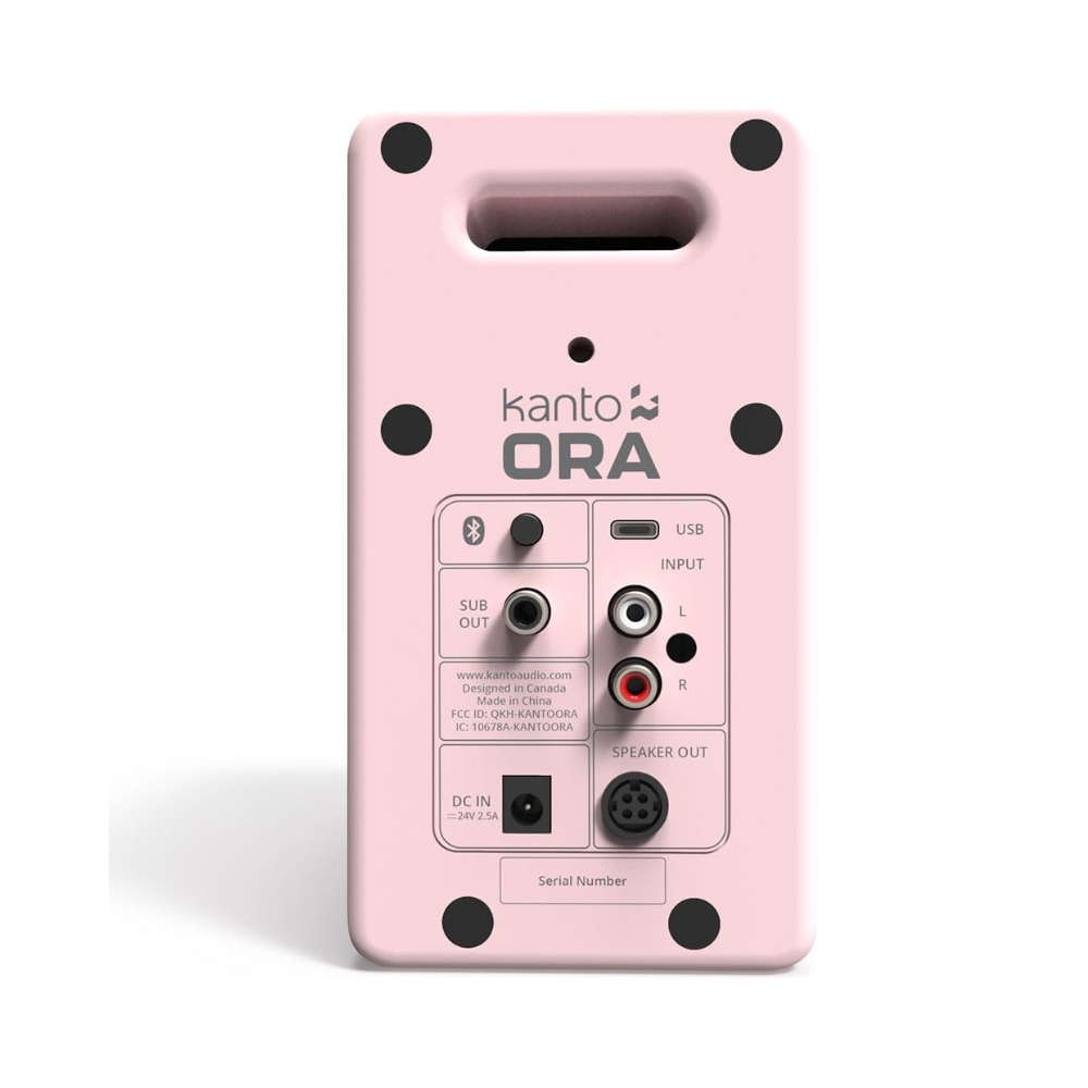 Kanto Audio ORAMP 100W Powered Reference Desktop Speakers with Bluetooth 5.0 and USB-C Input, Type G Power Cord, Matte Pink (Sold in Pairs)