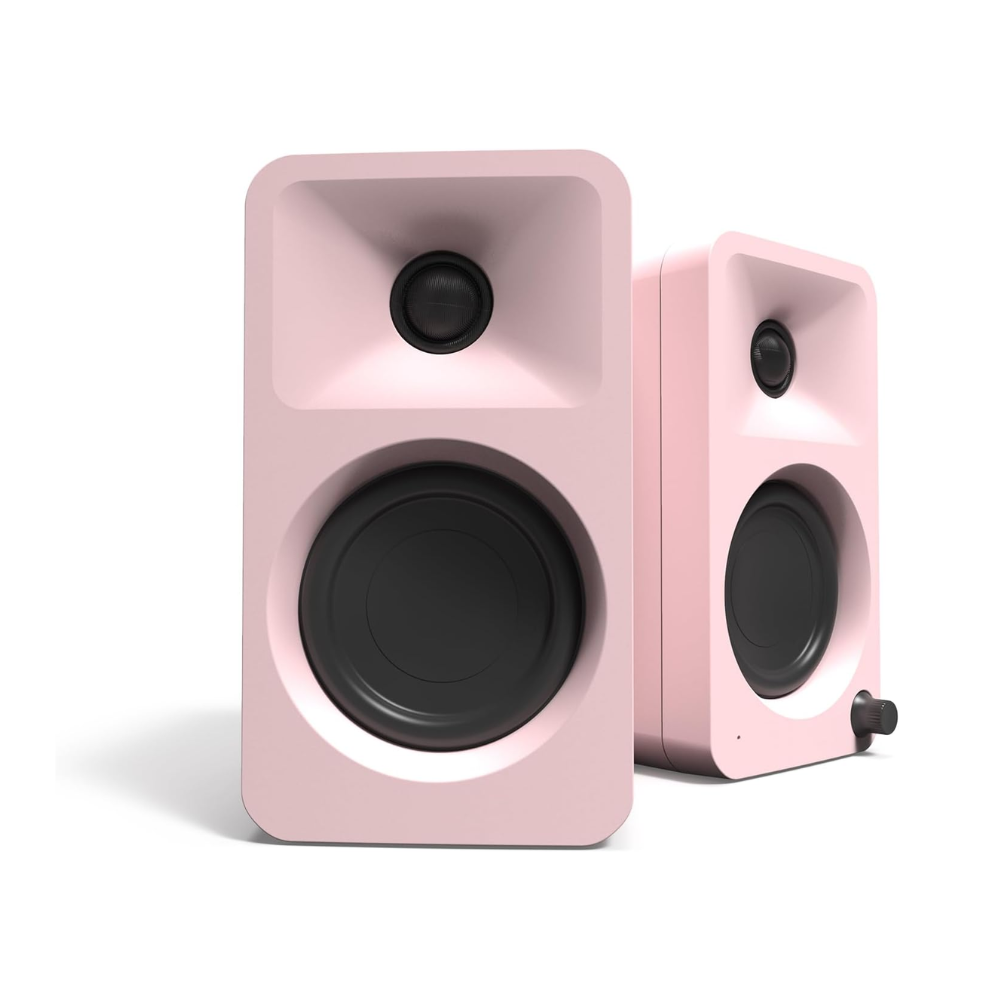 Kanto Audio ORAMP 100W Powered Reference Desktop Speakers with Bluetooth 5.0 and USB-C Input, Type G Power Cord, Matte Pink (Sold in Pairs)