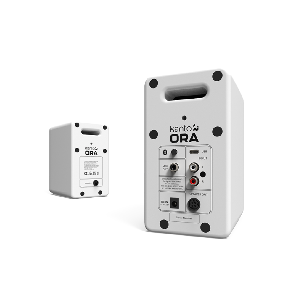 Kanto Audio ORAMB 100W Powered Reference Desktop Speakers with BT 5.0 and USB-C Input, Type G Power Cord, Matte White (Sold in Pairs)