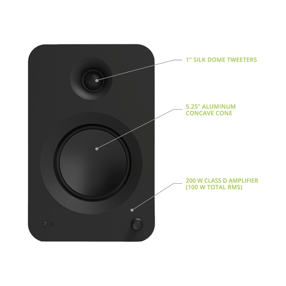 Kanto Audio REN 200W Powered Speaker System with HDMI ARC Input, with BT 5.3 & USB-C Input, Type G Power Cord, Matte Black (Sold in Pairs)
