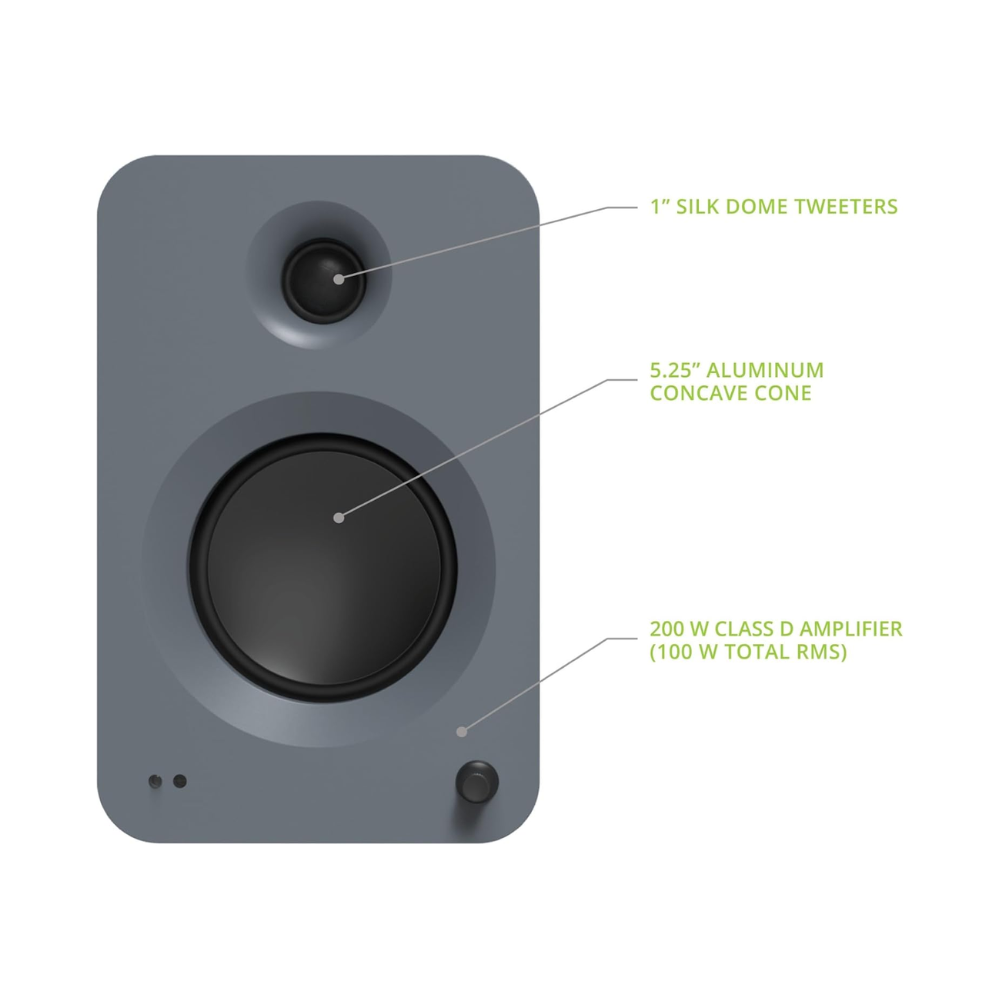 Kanto Audio REN 200W Powered Speaker System with HDMI ARC Input, with BT 5.3 & USB-C Input, Type G Power Cord, Matte Grey (Sold in Pairs)
