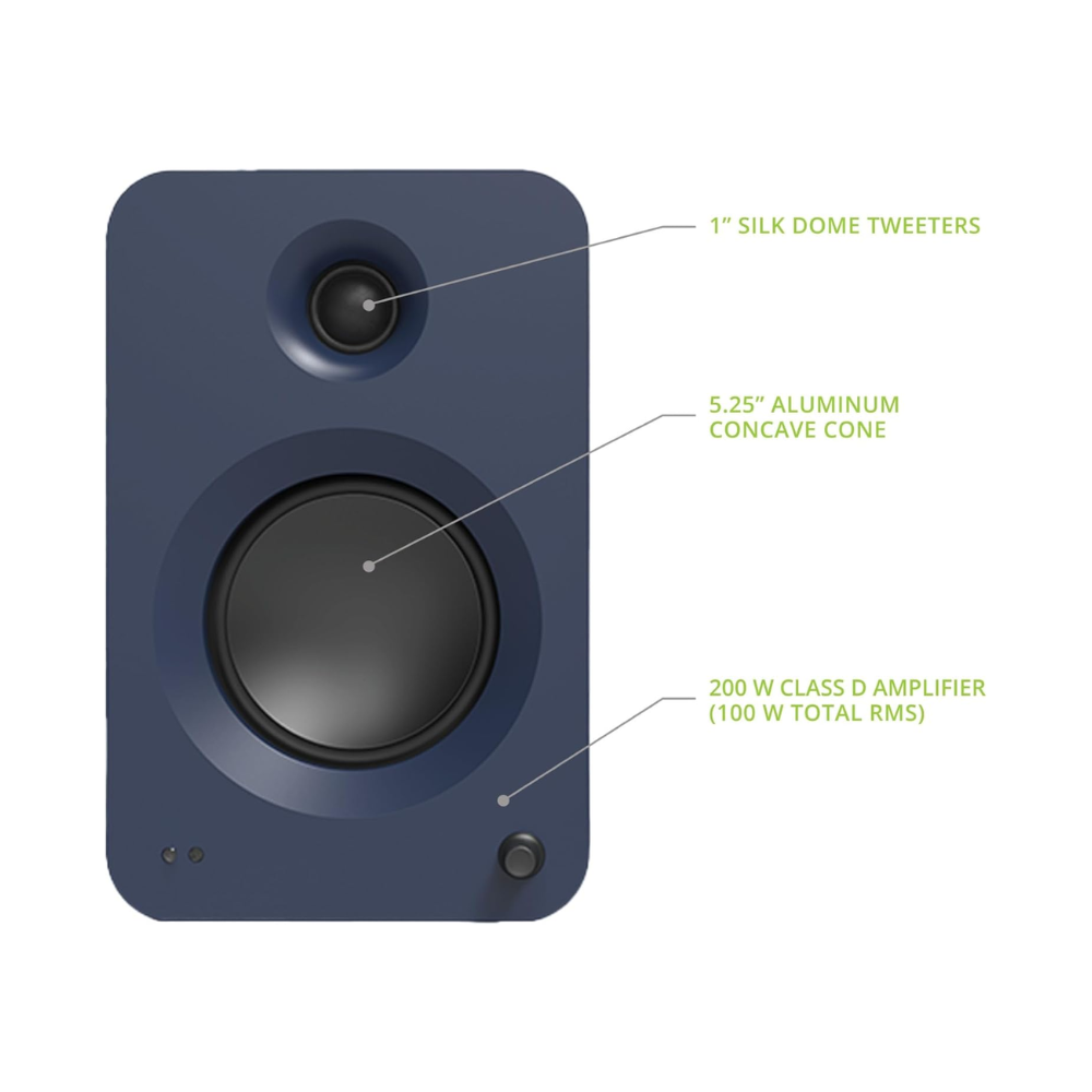 Kanto Audio REN 200W Powered Speaker System with HDMI ARC Input, with BT 5.3 & USB-C Input, Type G Power Cord, Matte Blue (Sold in Pairs)