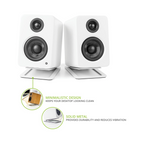 Kanto Audio S2 Tilted Desktop Speaker Stands for Small Speakers, White (Sold in Pairs)
