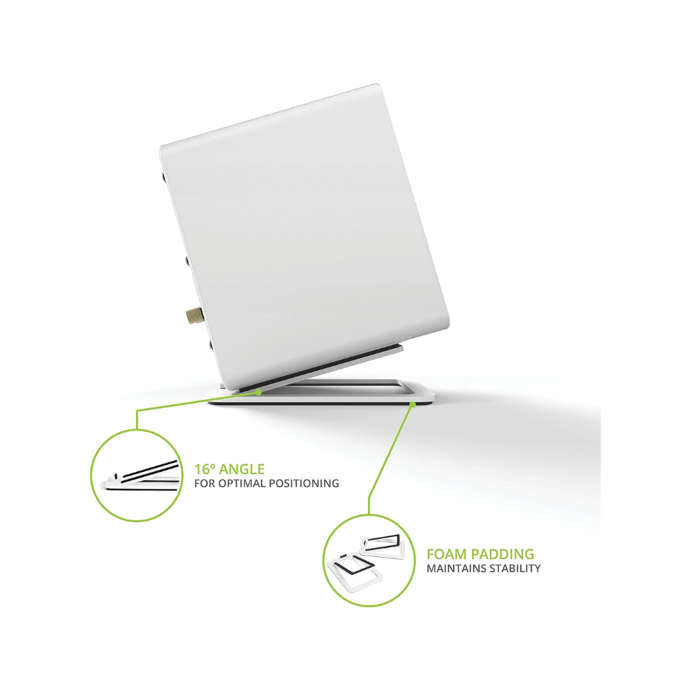 Kanto Audio S2 Tilted Desktop Speaker Stands for Small Speakers, White (Sold in Pairs)