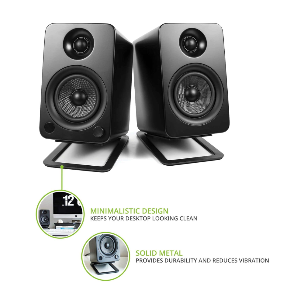 Kanto Audio S4 Tilted Desktop Speaker Stands for Medium Bookshelf Speakers, Black (Sold in Pairs)