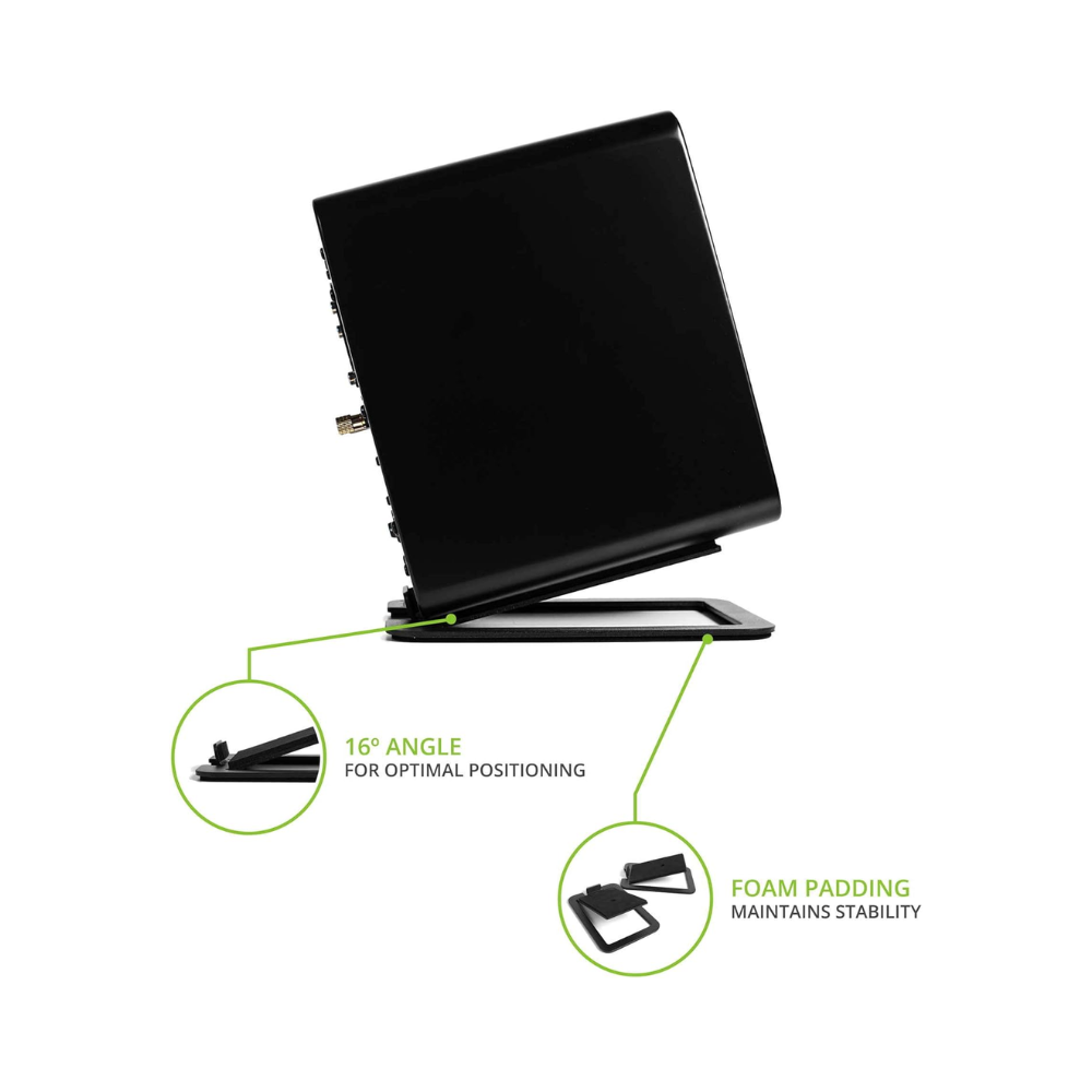 Kanto Audio S4 Tilted Desktop Speaker Stands for Medium Bookshelf Speakers, Black (Sold in Pairs)