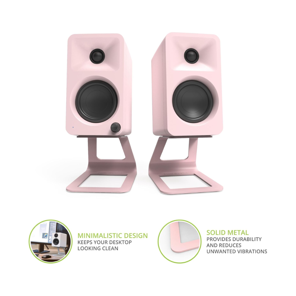 Kanto Audio SE2 Elevated Desktop Speaker Stands for Small Speakers, Pink (Sold in Pairs)