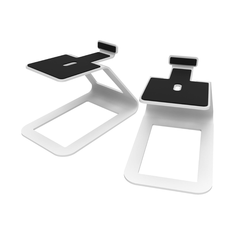 Kanto Audio SE4 Elevated Desktop Speaker Stands for Medium Bookshelf Speakers, White (Sold in Pairs)