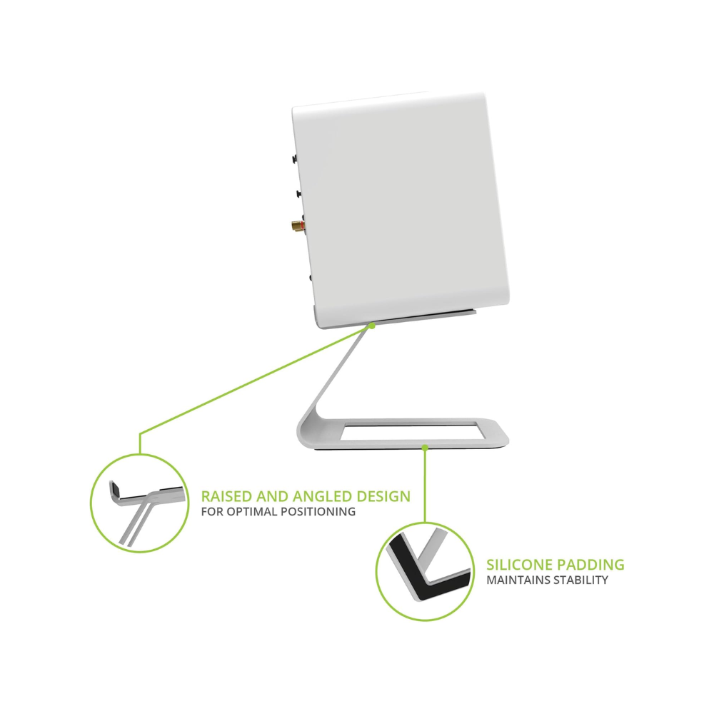 Kanto Audio SE4 Elevated Desktop Speaker Stands for Medium Bookshelf Speakers, White (Sold in Pairs)