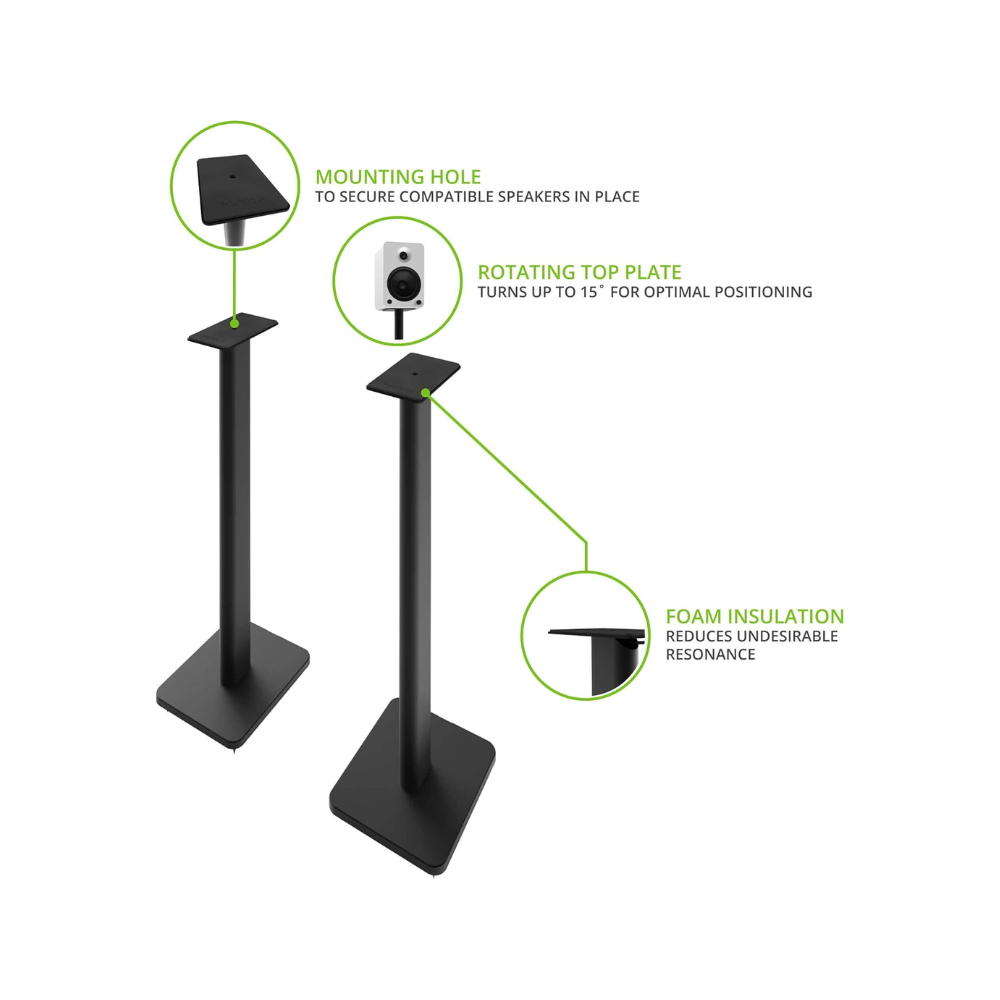 Kanto Audio SP26PL Metal Speaker Stand, 26", Black (Sold in Pairs)