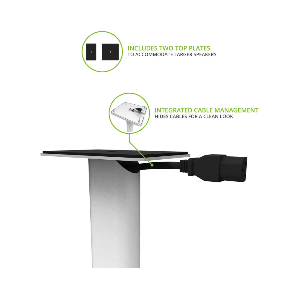 Kanto Audio SP32PLW Universal Speaker Floor Stands for Bookshelf Speakers, 32", White (Sold in Pairs)
