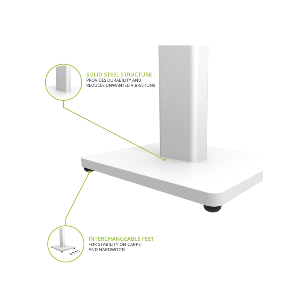 Kanto Audio ST28 Universal Speaker Floor Stands for Bookshelf Speakers up to 30 lbs, White MDF Base (Sold in Pairs)