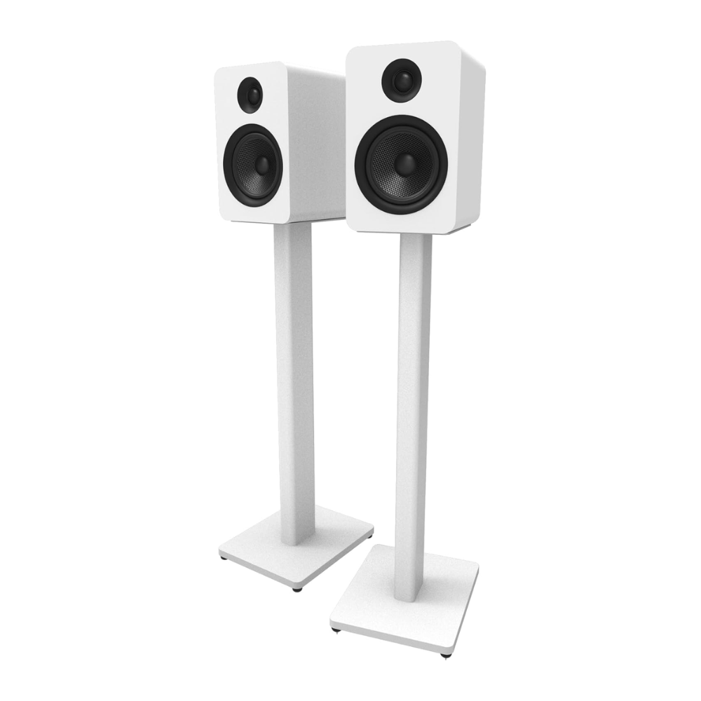 Kanto Audio ST28 Universal Speaker Floor Stands for Bookshelf Speakers up to 30 lbs, White MDF Base (Sold in Pairs)