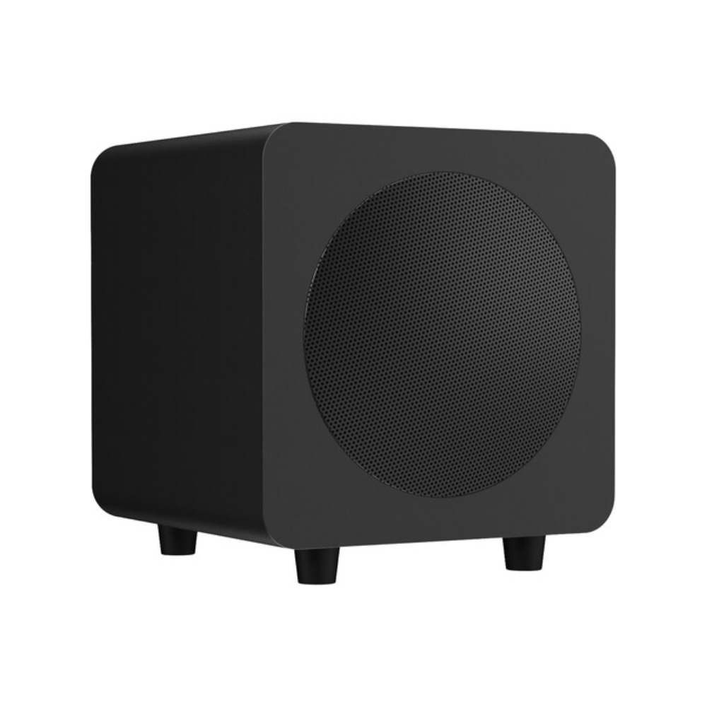 Kanto Audio SUB6 Sealed Powered Subwoofer, 200W Peak Power, 6" Woofer, Vinyl, Type C and Type G Power Cords, Matte Black