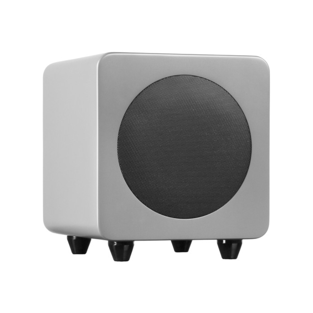 Kanto Audio SUB6 Sealed Powered Subwoofer, 200W Peak Power, 6" Woofer, Vinyl, Type C and Type G Power Cords, Matte Grey