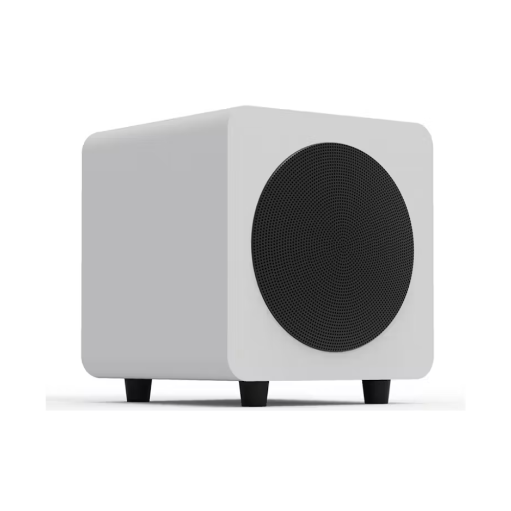 Kanto Audio SUB6 Sealed Powered Subwoofer, 200W Peak Power, 6" Woofer, Vinyl, Type C and Type G Power Cords, Matte White