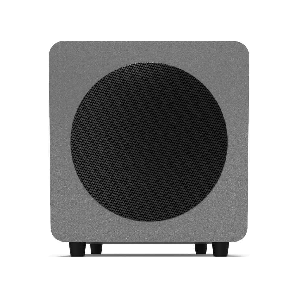 Kanto Audio SUB8 Sealed Powered Subwoofer, 300W Peak Power, 8" Woofer, Vinyl, Type C and Type G Power Cords, Matte Grey
