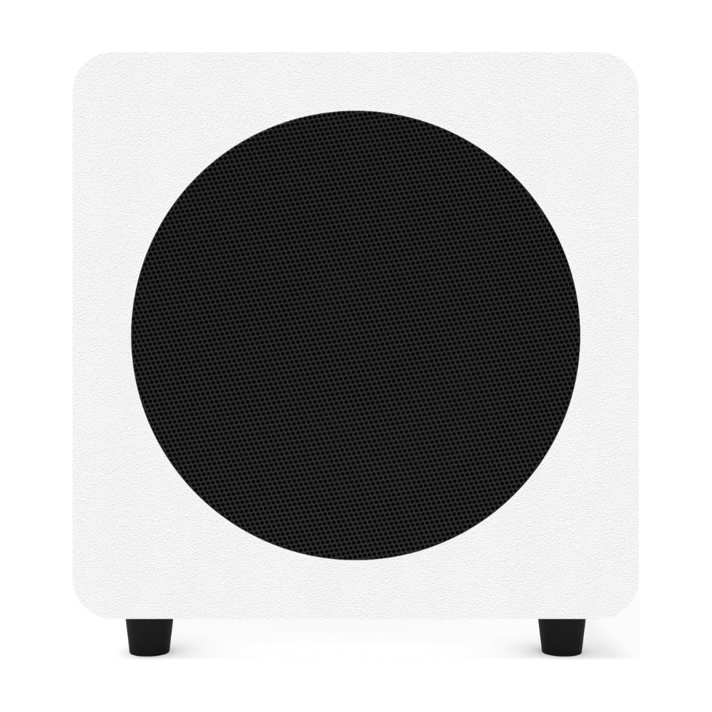 Kanto Audio SUB8 Sealed Powered Subwoofer, 300W Peak Power, 8" Woofer, Vinyl, Type C and Type G Power Cords, Matte White