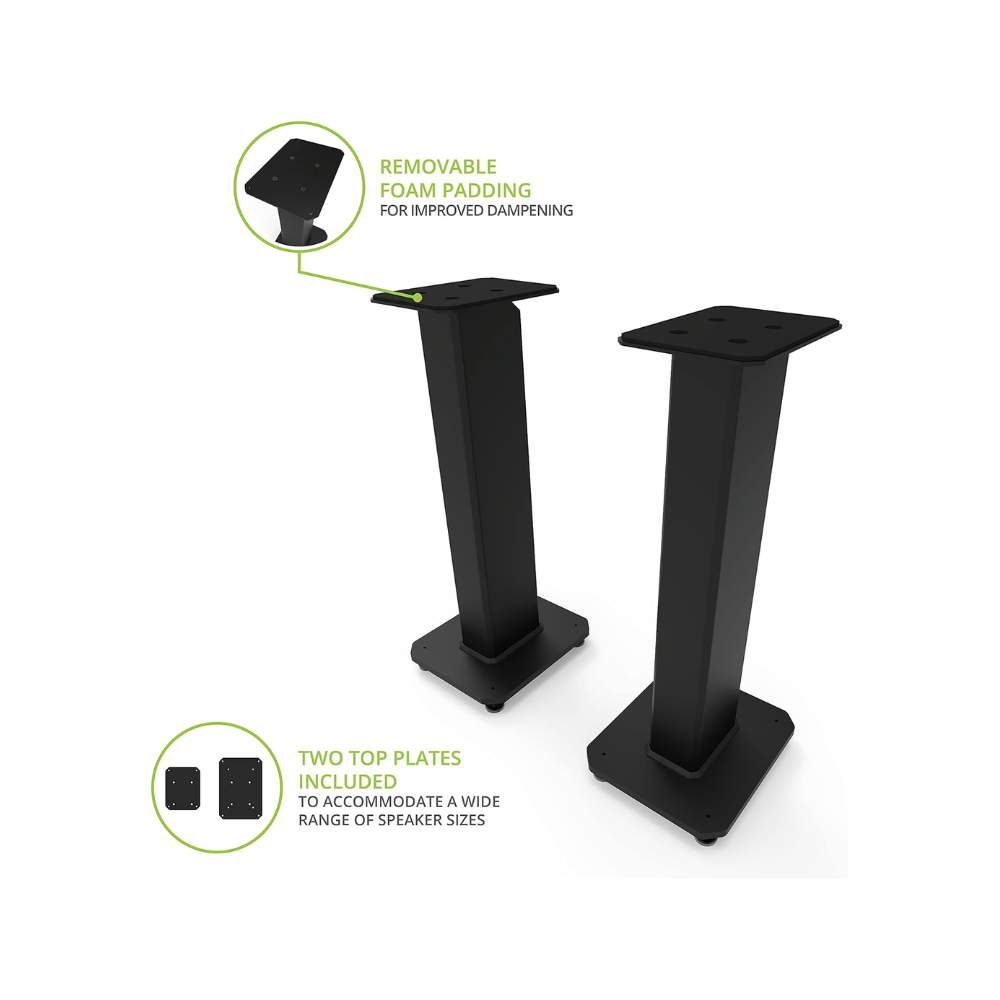 Kanto Audio SX26 Universal Fillable Speaker Floor Stands for Bookshelf Speakers, Black (Sold in Pairs)