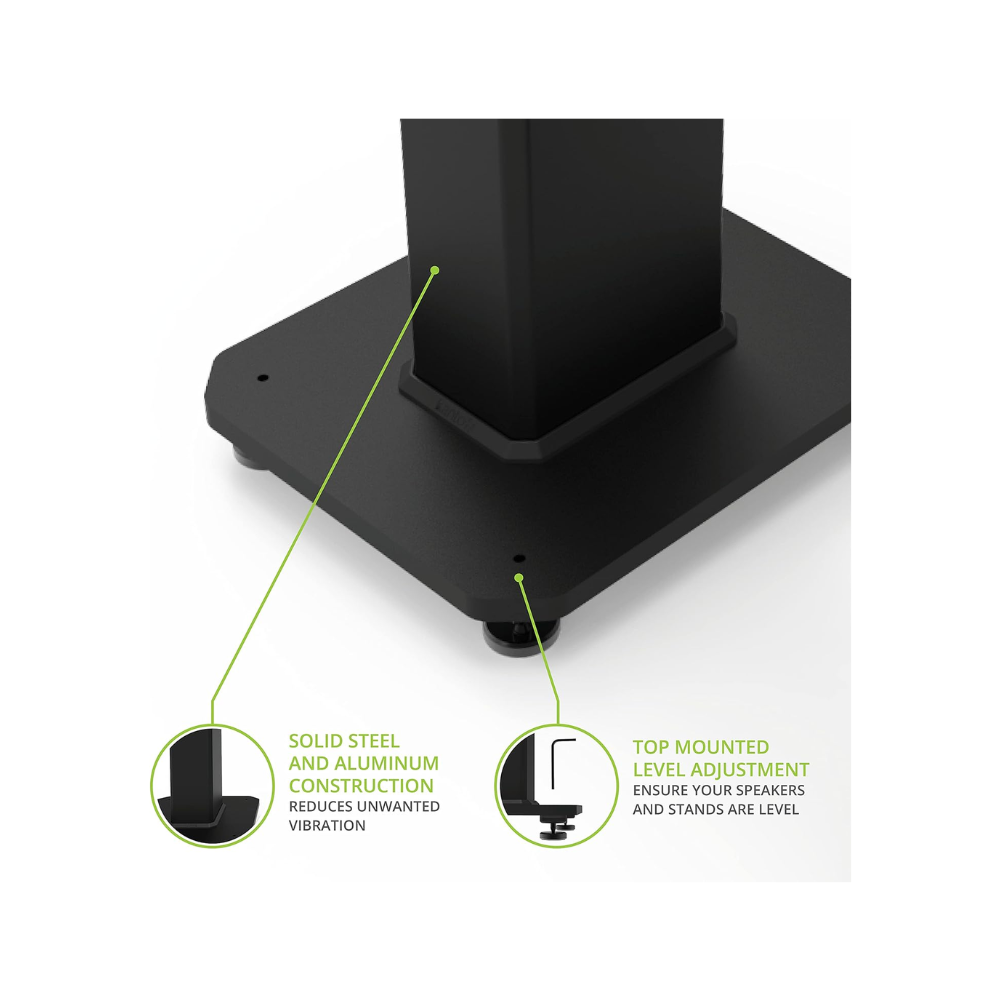 Kanto Audio SX26 Universal Fillable Speaker Floor Stands for Bookshelf Speakers, Black (Sold in Pairs)