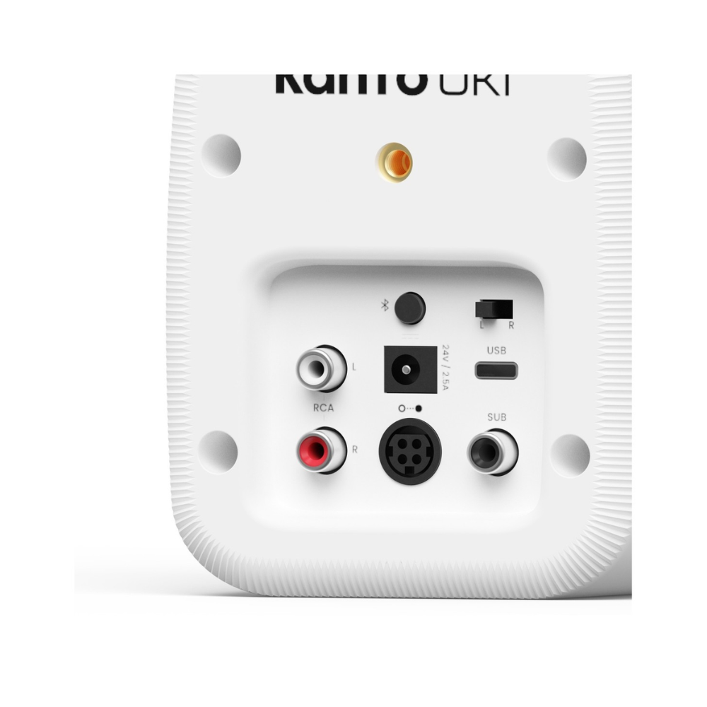 Kanto Audio UKI 100W Desktop Speakers with Bluetooth, USB-C, Headphone out, Chalk (Matte White), Sold in Pairs