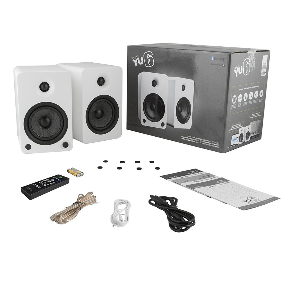 Kanto Audio YU6MW Powered Bookshelf Speakers with Bluetooth and Phono Preamp, Type F and Type G Power Cords, Matte White (Sold in Pairs)