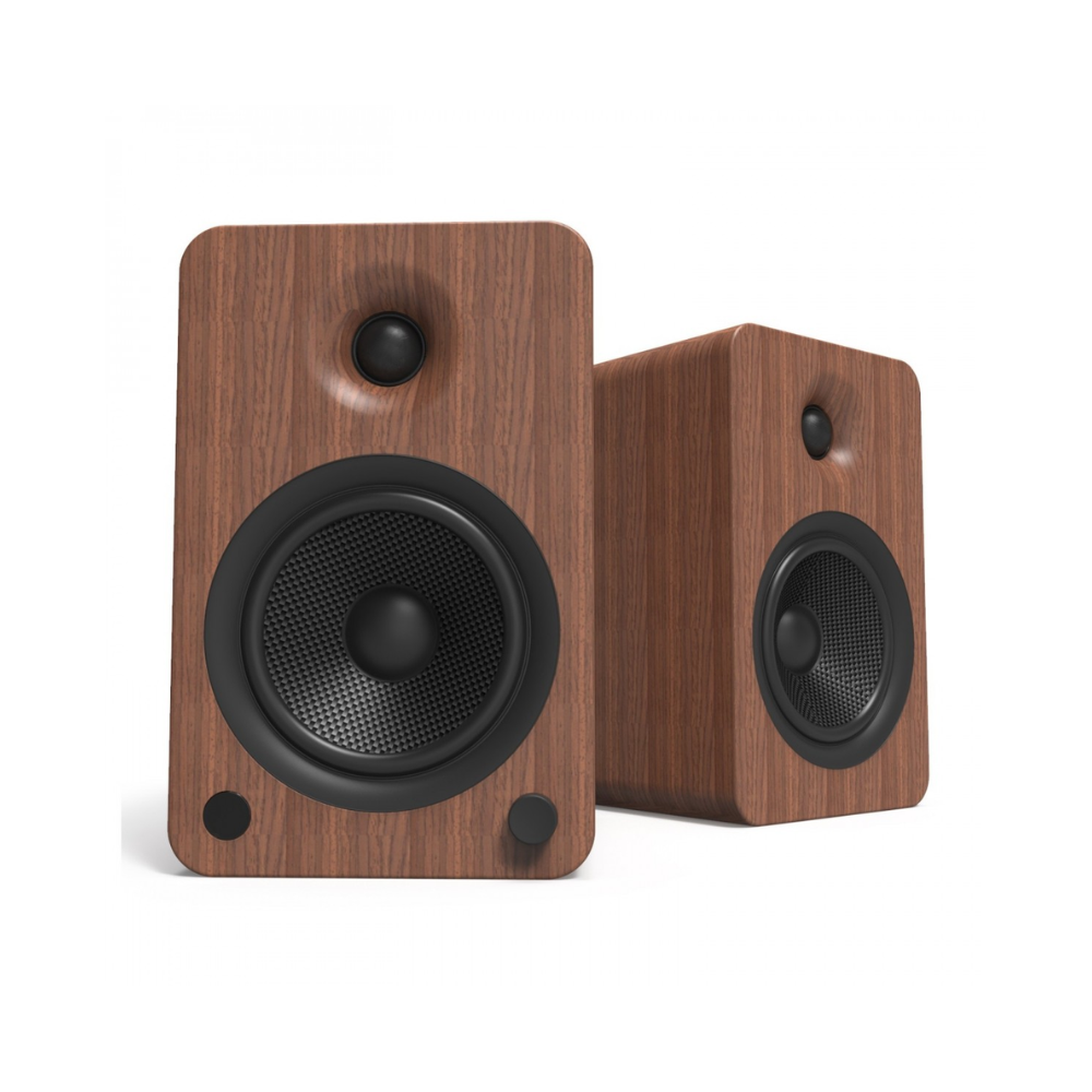 Kanto Audio YU6MB Powered Bookshelf Speakers with Bluetooth and Phono Preamp, Type F and Type G Power Cords, Walnut (Sold in Pairs)