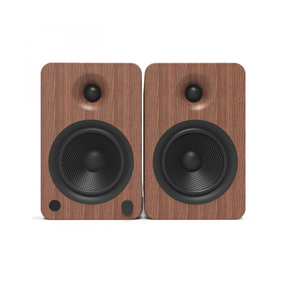 Kanto Audio YU6MB Powered Bookshelf Speakers with Bluetooth and Phono Preamp, Type F and Type G Power Cords, Walnut (Sold in Pairs)