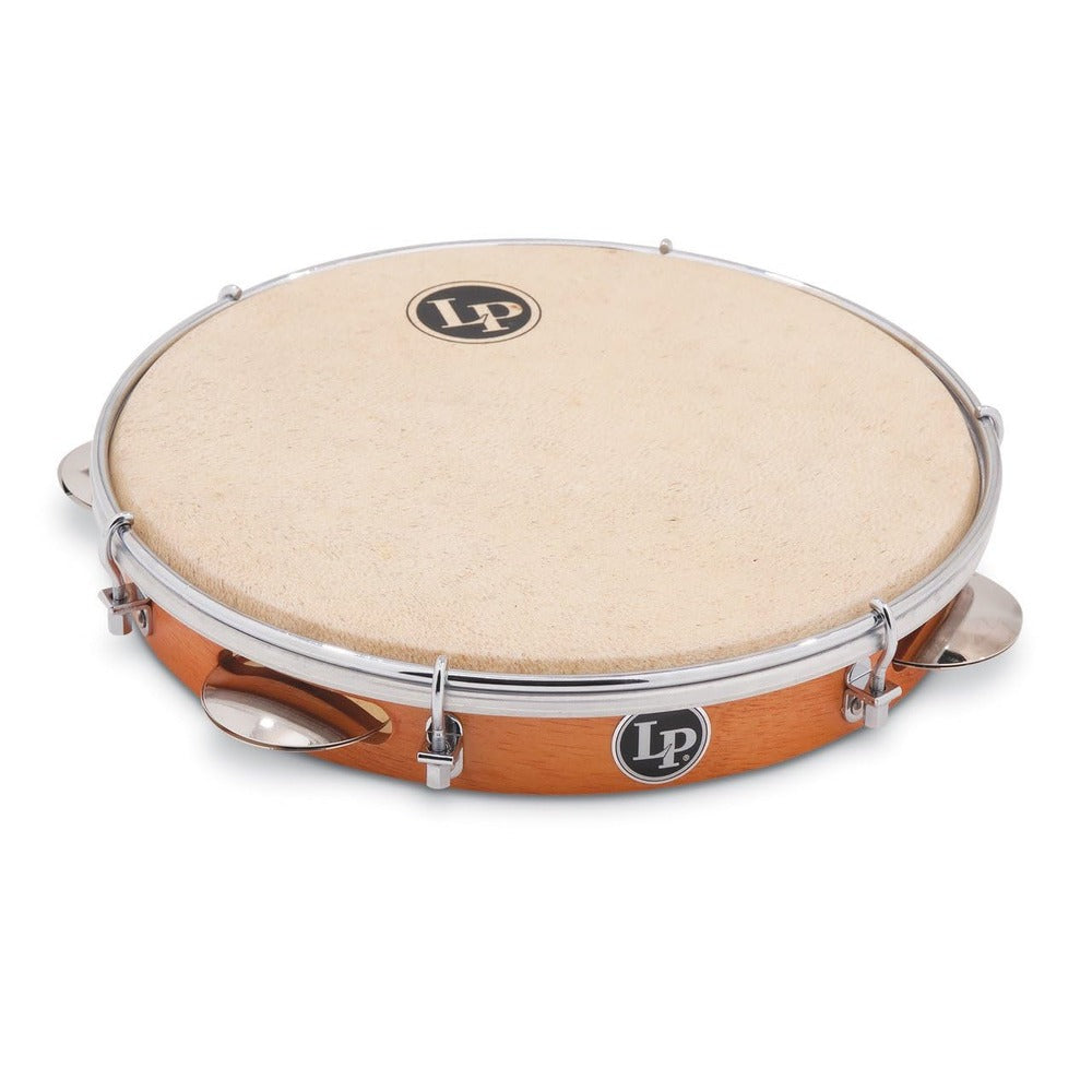 Latin Percussion 10" Worship Wood Tambourine with Double Row And Synthetic Head