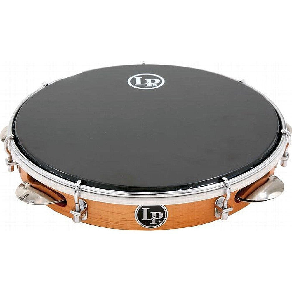 Latin Percussion 10" Worship Wood Tambourine with Double Row And Synthetic Head