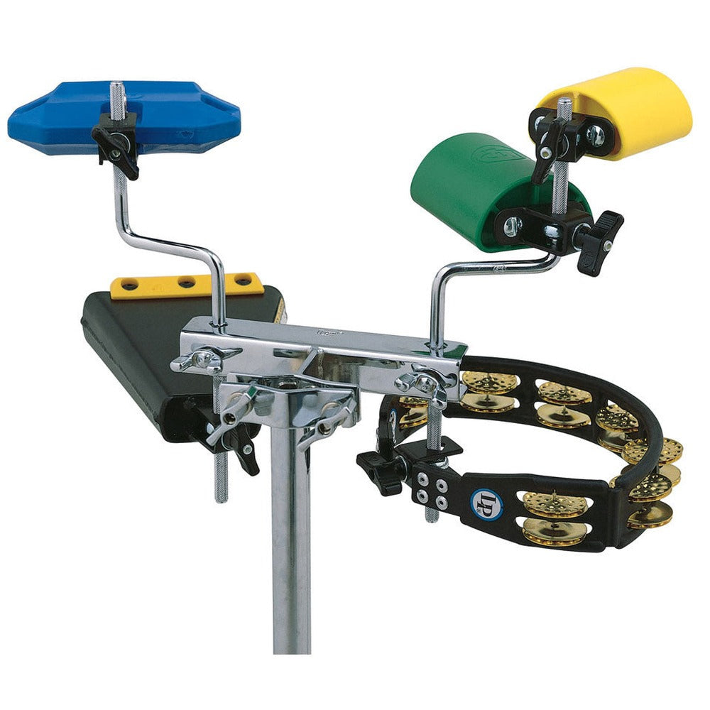 Latin Percussion Everything Rack 6-Space Percussion Rack with Integrated 3/8" Mounting Rods (Jam Blocks & Cowbells are not Include
