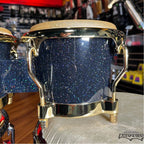 Latin Percussion Galaxy 7 1/4 - 8 5/8" Fiberglass Bongo Black Gold Hardware
