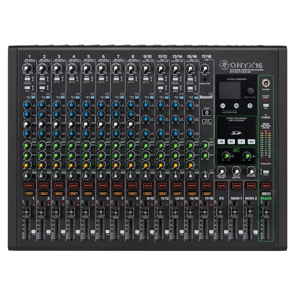 Mackie Onyx 16-Channel Premium Analog Mixer with Multi-Track USB + Stereo SD Card Recording