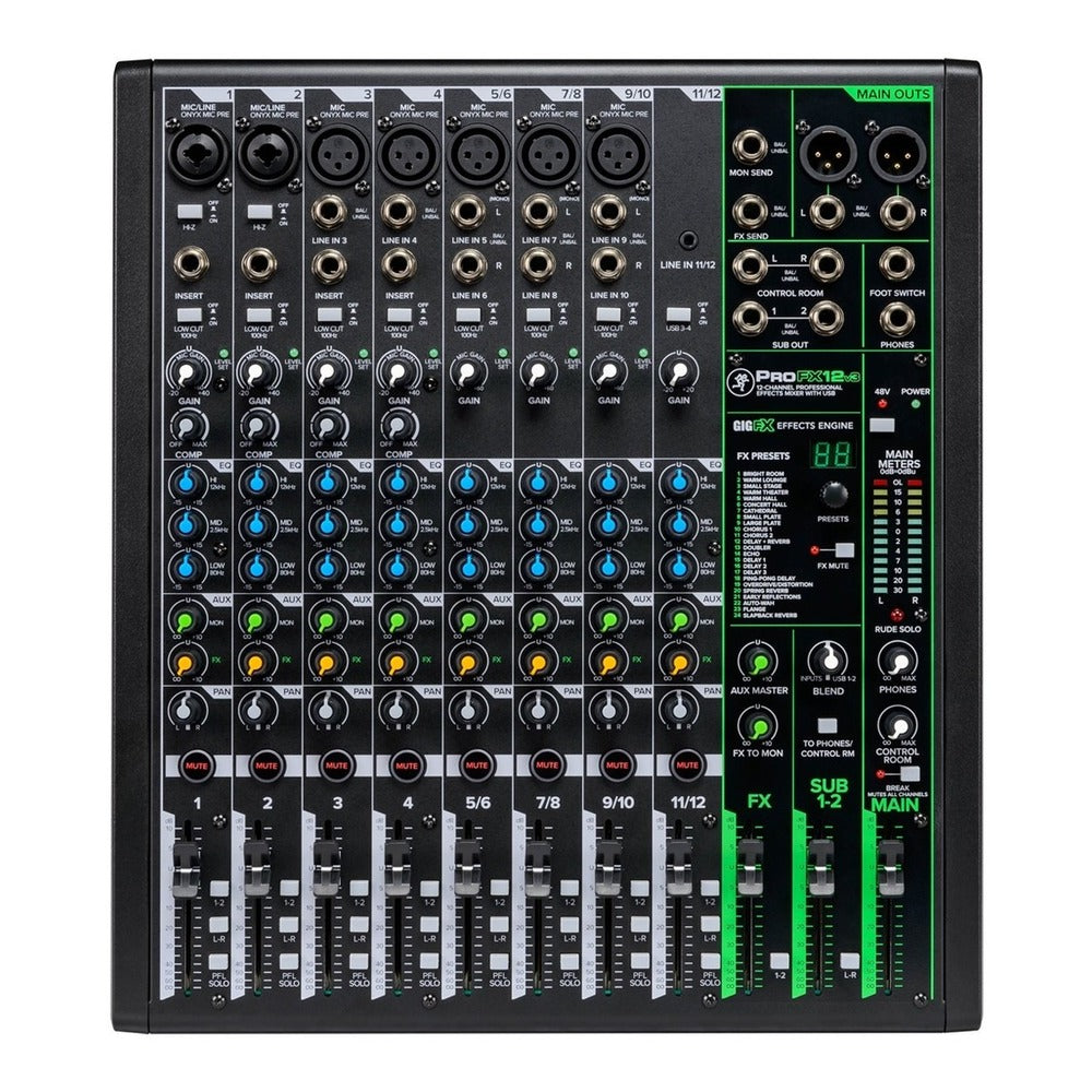 Mackie ProFX12v3 Professional 12 Channel Mixer with Effects & USB