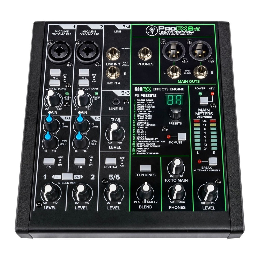 Mackie ProFX6v3 Professional 6 Channel Mixer with Effects & USB